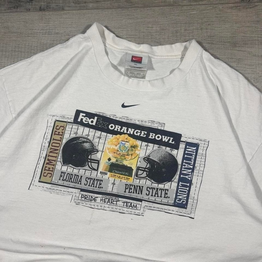 Vintage 2000s box Logo Center Nike Florida Penn State orange bowl t-shirt